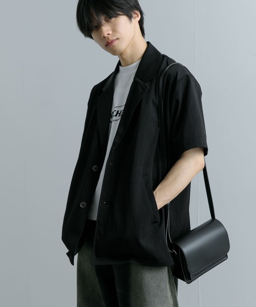 SENSE OF PLACE by URBAN RESEARCH(センスオブプレイスバイアーバンリサーチ)の「ルーズテーラードジャケット(5分袖)(テーラードジャケット・メンズ・ブラック/チャコールグレー・MEDIUM/LARGE)」の3枚目の写真