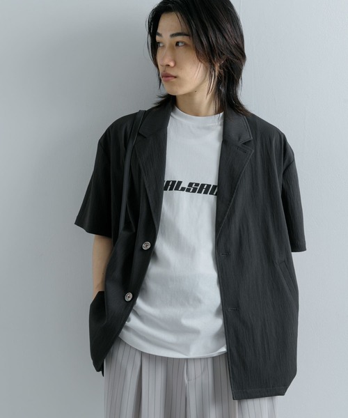 SENSE OF PLACE by URBAN RESEARCH(センスオブプレイスバイアーバンリサーチ)の「ルーズテーラードジャケット(5分袖)(テーラードジャケット・メンズ・ブラック/チャコールグレー・MEDIUM/LARGE)」の22枚目の写真