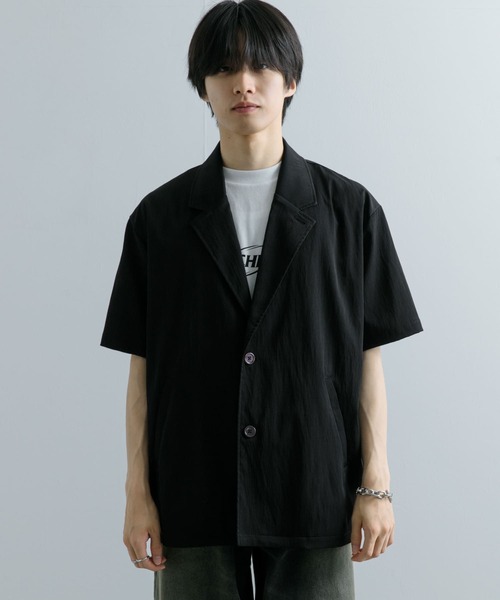 SENSE OF PLACE by URBAN RESEARCH(センスオブプレイスバイアーバンリサーチ)の「ルーズテーラードジャケット(5分袖)(テーラードジャケット・メンズ・ブラック/チャコールグレー・MEDIUM/LARGE)」の11枚目の写真