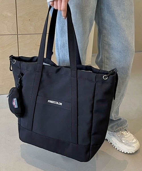 florist（フローリスト）の「【大容量・軽量】ミニポーチ付き♪シンプルカジュアルトートバッグ（トートバッグ・レディース・ホワイト系1/ホワイト系2/ブラック系2/ブラック系1・FREE）」の3枚目の写真