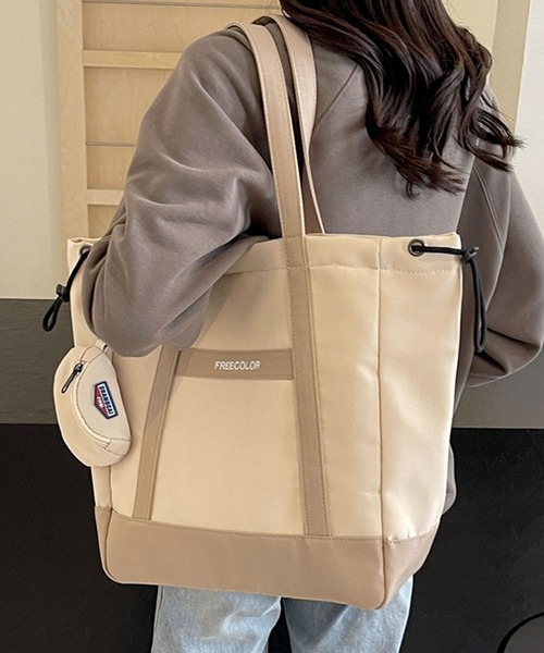 florist（フローリスト）の「【大容量・軽量】ミニポーチ付き♪シンプルカジュアルトートバッグ（トートバッグ・レディース・ホワイト系1/ホワイト系2/ブラック系2/ブラック系1・FREE）」の10枚目の写真