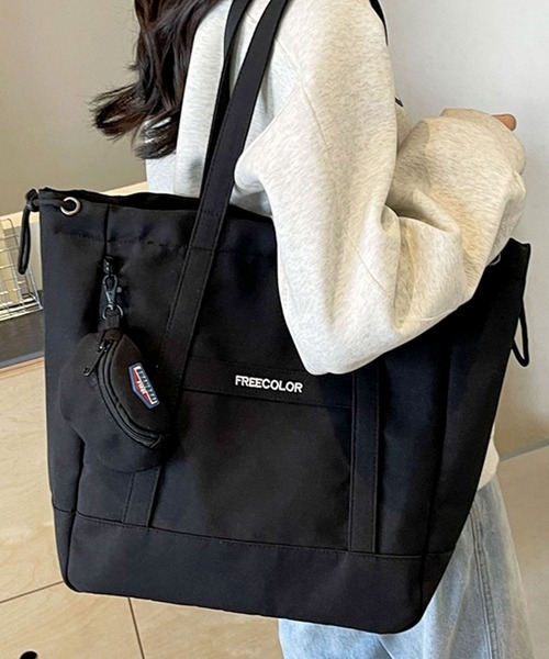 florist（フローリスト）の「【大容量・軽量】ミニポーチ付き♪シンプルカジュアルトートバッグ（トートバッグ・レディース・ホワイト系1/ホワイト系2/ブラック系2/ブラック系1・FREE）」の18枚目の写真