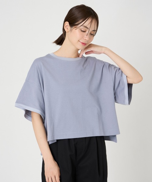 YVON（イヴォン）の「ヘビー天竺ワイドTシャツ（Tシャツ/カットソー・レディース・オフホワイト/ブルー/ブラック・9号）」の3枚目の写真