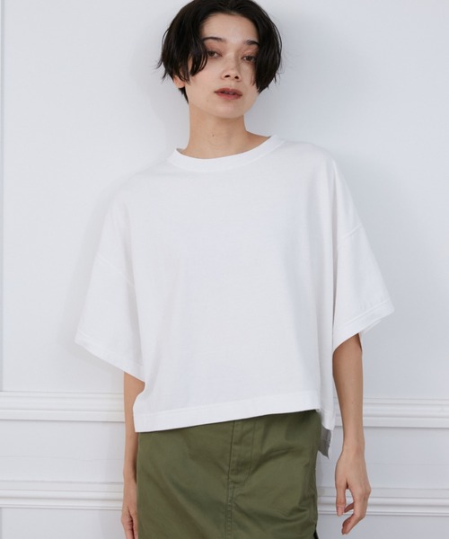 YVON（イヴォン）の「ヘビー天竺ワイドTシャツ（Tシャツ/カットソー・レディース・オフホワイト/ブルー/ブラック・9号）」の12枚目の写真