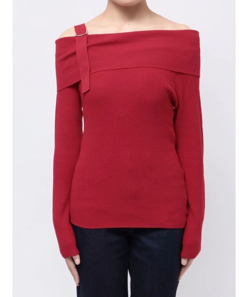 jouetie（ジュエティ）の「オフショルダーニットトップス/赤ニット