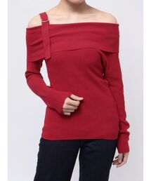 jouetie（ジュエティ）の「オフショルダーニットトップス/赤ニット