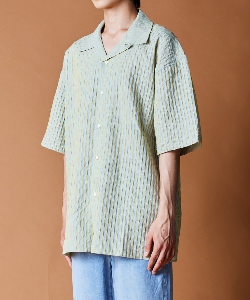 R. : Change Stripe Open Collar S/S Shirt
