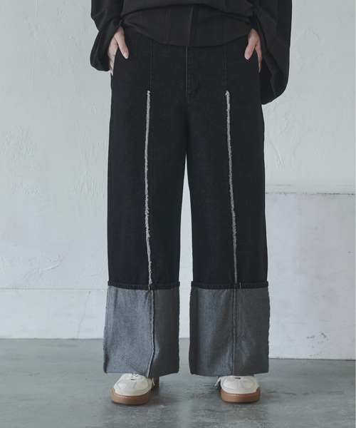 Utusiyo(ウツシヨ)の「denim pants 房(デニムパンツ・メンズ・ブラック/インディゴブルー・MEDIUM/LARGE)」の1枚目の写真