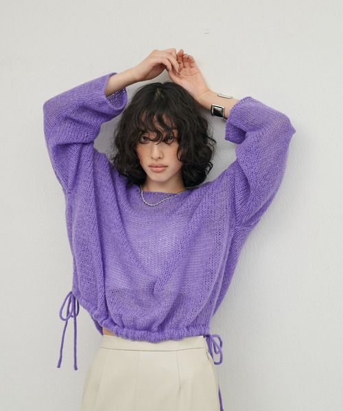 LARUTA(ラルータ)の「【LARUTA】メッシュフワニットプルオーバー(ニット/セーター・レディース・ライトベージュ/グレー/チャコールグレー/パープル・FREE)」の19枚目の写真
