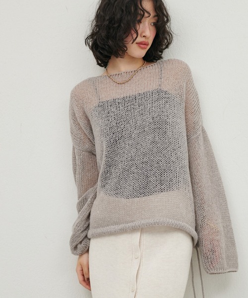 LARUTA(ラルータ)の「【LARUTA】メッシュフワニットプルオーバー(ニット/セーター・レディース・ライトベージュ/グレー/チャコールグレー/パープル・FREE)」の12枚目の写真