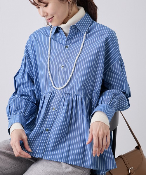 ROPE' PICNIC(ロペピクニック)の「ペプラムシャツ(シャツ/ブラウス・レディース・ブルー/ブラック/サックスブルー/オフホワイト/ダークブラウン・38)」の5枚目の写真