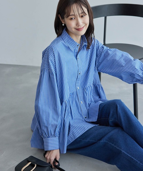 ROPE' PICNIC(ロペピクニック)の「ペプラムシャツ(シャツ/ブラウス・レディース・ブルー/ブラック/サックスブルー/オフホワイト/ダークブラウン・38)」の22枚目の写真