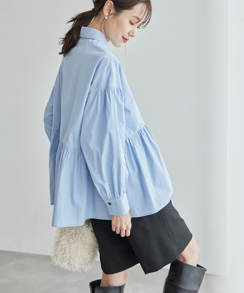 ROPE' PICNIC(ロペピクニック)の「ペプラムシャツ(シャツ/ブラウス・レディース・ブルー/ブラック/サックスブルー/オフホワイト/ダークブラウン・38)」の17枚目の写真