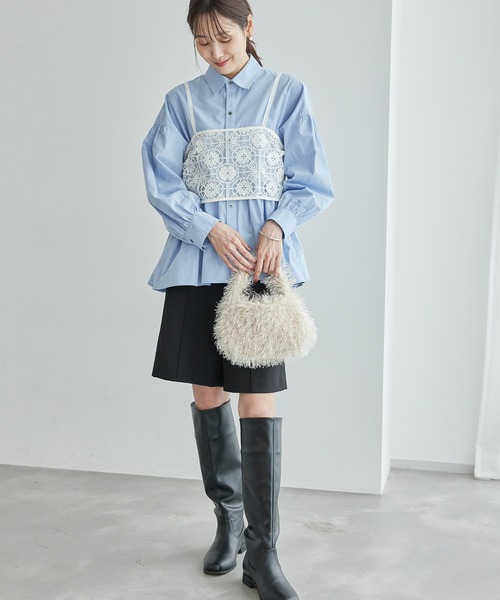 ROPE' PICNIC(ロペピクニック)の「ペプラムシャツ(シャツ/ブラウス・レディース・ブルー/ブラック/サックスブルー/オフホワイト/ダークブラウン・38)」の16枚目の写真