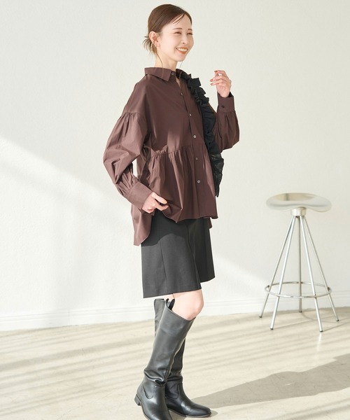 ROPE' PICNIC(ロペピクニック)の「ペプラムシャツ(シャツ/ブラウス・レディース・ブルー/ブラック/サックスブルー/オフホワイト/ダークブラウン・38)」の7枚目の写真