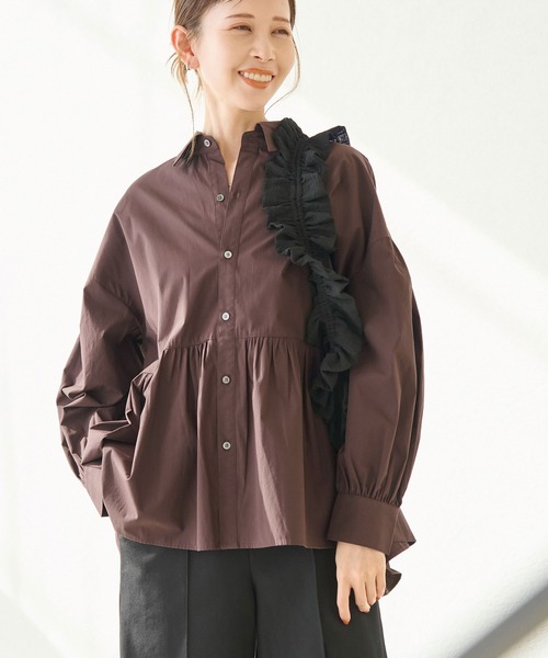 ROPE' PICNIC(ロペピクニック)の「ペプラムシャツ(シャツ/ブラウス・レディース・ブルー/ブラック/サックスブルー/オフホワイト/ダークブラウン・38)」の10枚目の写真