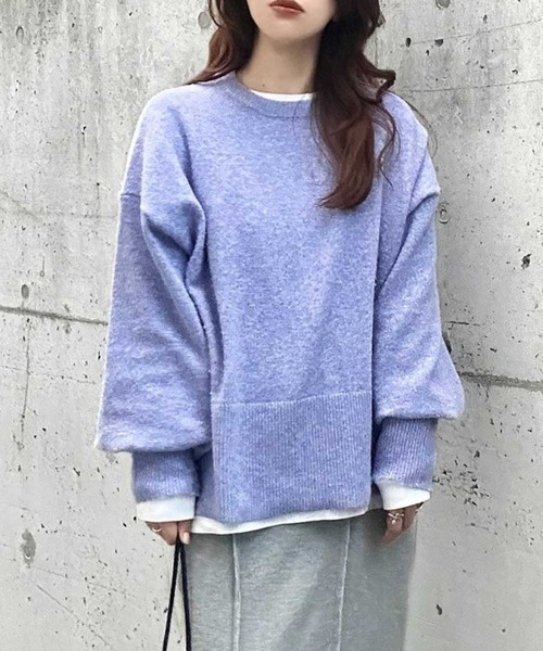 セール】袖ボリュームミックスカラーオーバーサイズニット（ニット