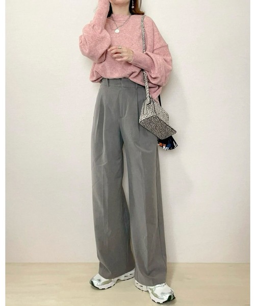 GeeRA（ジーラ）の「袖ボリュームミックスカラーオーバーサイズニット（ニット/セーター・レディース・グレー/ピンク/ベージュ/パープル・SMALL/MEDIUM/LARGE/X-LARGE）」の14枚目の写真