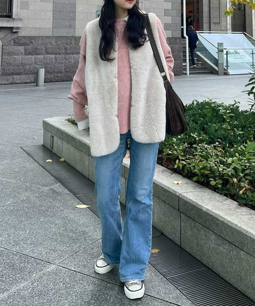 GeeRA（ジーラ）の「袖ボリュームミックスカラーオーバーサイズニット（ニット/セーター・レディース・グレー/ピンク/ベージュ/パープル・SMALL/MEDIUM/LARGE/X-LARGE）」の16枚目の写真