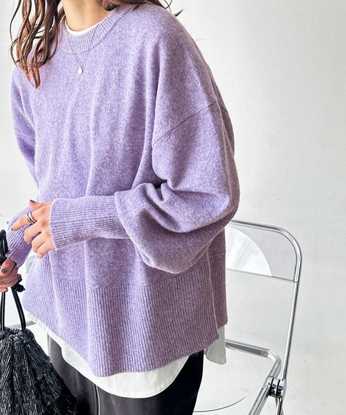 セール】袖ボリュームミックスカラーオーバーサイズニット