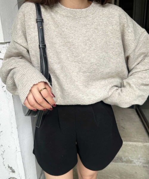 GeeRA（ジーラ）の「袖ボリュームミックスカラーオーバーサイズニット（ニット/セーター・レディース・グレー/ピンク/ベージュ/パープル・SMALL/MEDIUM/LARGE/X-LARGE）」の5枚目の写真