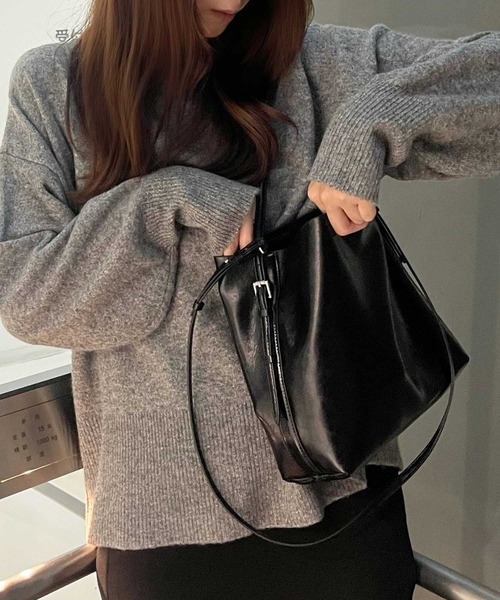 GeeRA（ジーラ）の「袖ボリュームミックスカラーオーバーサイズニット（ニット/セーター・レディース・グレー/ピンク/ベージュ/パープル・SMALL/MEDIUM/LARGE/X-LARGE）」の6枚目の写真