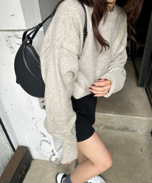 GeeRA（ジーラ）の「袖ボリュームミックスカラーオーバーサイズニット（ニット/セーター・レディース・グレー/ピンク/ベージュ/パープル・SMALL/MEDIUM/LARGE/X-LARGE）」の7枚目の写真