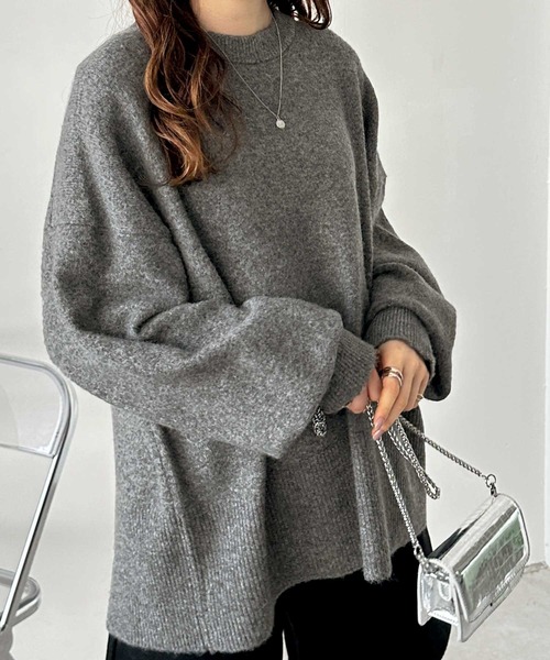 未開封　イグニス♡ セール】袖ボリュームミックスカラーオーバーサイズニット