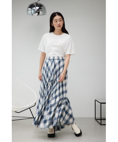 AZUL by moussy（アズールバイマウジー）の「チェックボリュームスカート（スカート・レディース・ブラウン/ブラック/ブルー/ブラック系その他2・FREE）」の14枚目の写真