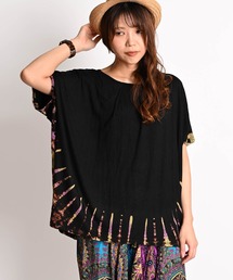 定番エスニック タイダイ染め 半袖カットソー Tシャツ こなれ感