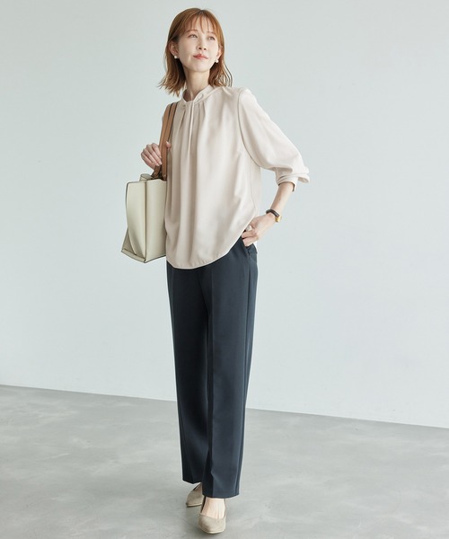 ROPE' PICNIC（ロペピクニック）の「リサイクルポリエステルフロントタックブラウス（シャツ/ブラウス・レディース・サックスブルー/ベージュ系その他/オフホワイト/チャコールグレー・38/36）」の20枚目の写真