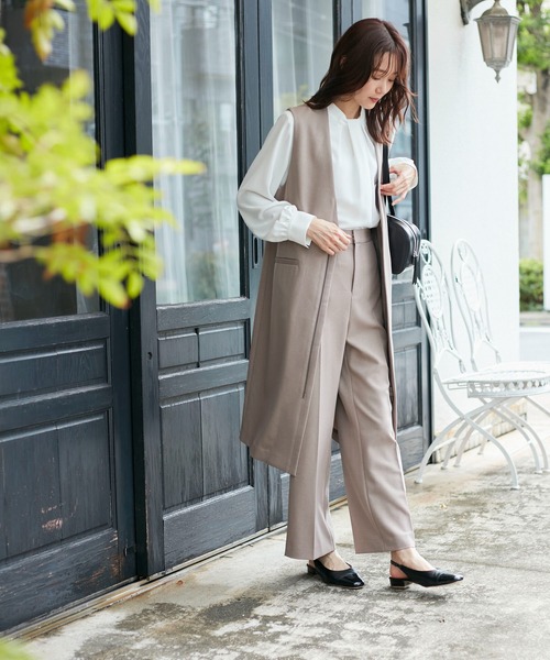 ROPE' PICNIC（ロペピクニック）の「リサイクルポリエステルフロントタックブラウス（シャツ/ブラウス・レディース・サックスブルー/ベージュ系その他/オフホワイト/チャコールグレー・38/36）」の9枚目の写真