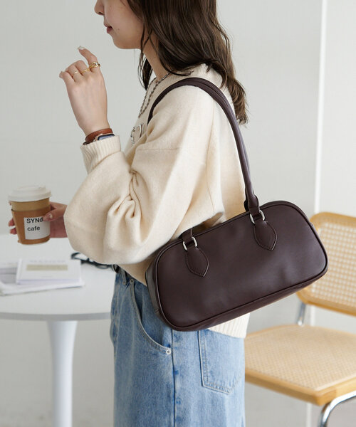 DISCOAT(ディスコート)の「ロングハンドルボストンバッグ(トートバッグ・レディース・キャメル/ブラウン/シルバー/ブラック・FREE)」の13枚目の写真