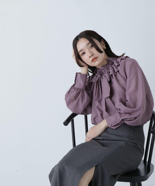 【セール】◇ダブルフリルボウブラウス(シャツ/ブラウス)|NATURAL BEAUTY BASIC(ナチュラルビューティーベーシック)