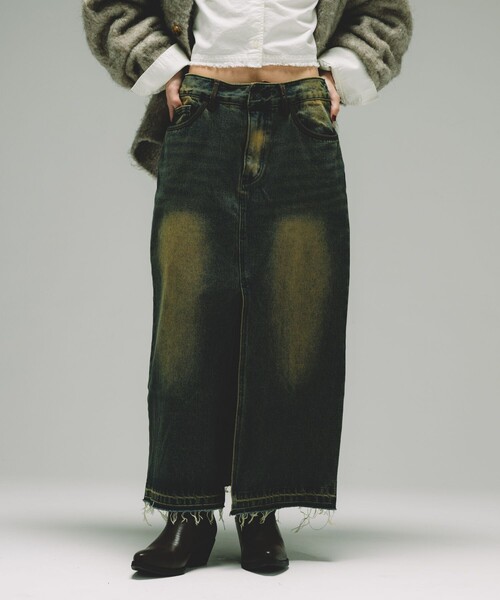 FREAK'S STORE(フリークスストア)の「NAUTICA/ノーティカ 退色デニムロングスカート(デニムスカート・レディース・ブルー/ブラック・ONE SIZE)」の8枚目の写真