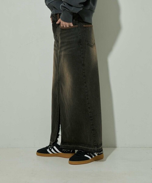 FREAK'S STORE(フリークスストア)の「NAUTICA/ノーティカ 退色デニムロングスカート(デニムスカート・レディース・ブルー/ブラック・ONE SIZE)」の19枚目の写真