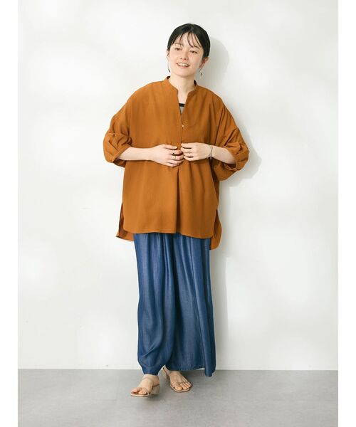 CRAFT STANDARD BOUTIQUE（クラフトスタンダードブティック）の「やわらかデニム風タックワイドフレアパンツ（デニムパンツ・レディース・ブラック/インディゴブルー・M/L）」の19枚目の写真