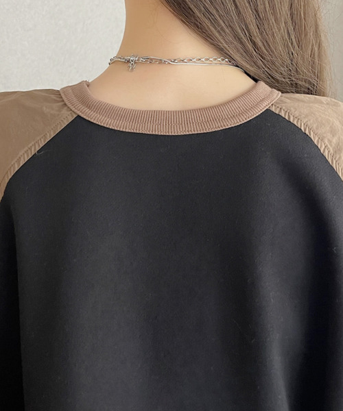 Eclat one(エクラワン)の「【Eclat one】ナイロン 裏毛ドッキング 2WAY デザインスウェット(スウェット・レディース・ブラック/アイボリー/オートミール・FREE)」の20枚目の写真