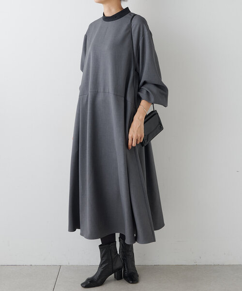 LIVETART（リヴェタート）の「《LIVETART》バイカラーフレアワンピース（ワンピース・レディース・グレー・FREE）」の3枚目の写真