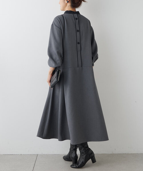 LIVETART（リヴェタート）の「《LIVETART》バイカラーフレアワンピース（ワンピース・レディース・グレー・FREE）」の4枚目の写真