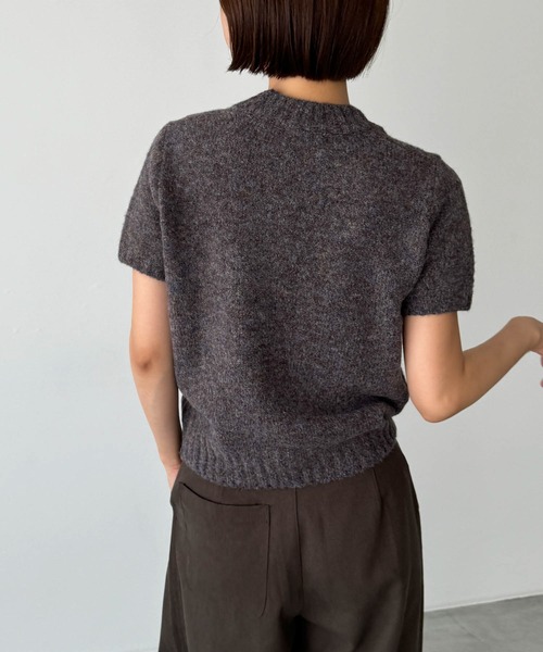 CANAL JEAN（キャナルジーン）の「El mar　ミックス半袖ニット（ニット/セーター・レディース・ベージュ/ブラウン・ONE SIZE）」の7枚目の写真