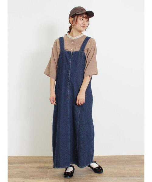 Samansa Mos2（サマンサ モスモス）の「【Sサイズ WEB限定】デニムジップジャンスカ（ワンピース・レディース・ベージュ/ネイビー/ブルー・S/M）」の2枚目の写真