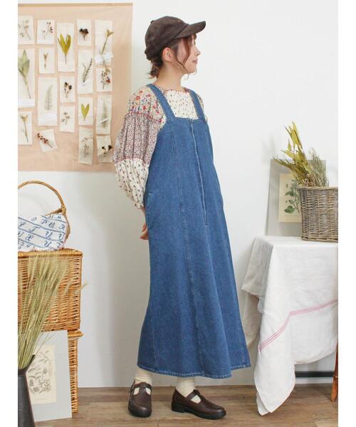 Samansa Mos2（サマンサ モスモス）の「【Sサイズ WEB限定】デニムジップジャンスカ（ワンピース・レディース・ベージュ/ネイビー/ブルー・S/M）」の4枚目の写真