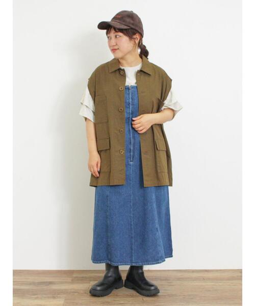 Samansa Mos2（サマンサ モスモス）の「【Sサイズ WEB限定】デニムジップジャンスカ（ワンピース・レディース・ベージュ/ネイビー/ブルー・S/M）」の21枚目の写真