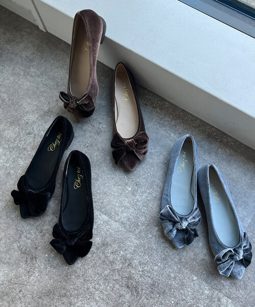 Chez toi（シェトワ）の「ベロアリボンバレーシューズ（パンプス・レディース・グレー/ブラウン/ブラック・22.5cm/24.5cm/23.5cm）」の20枚目の写真