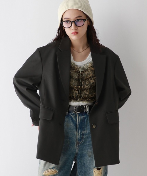 RAGEBLUE(レイジブルー)の「BIGテーラードミドルジャケット(テーラードジャケット・レディース・ブラック/ブラウン・FREE)」の2枚目の写真