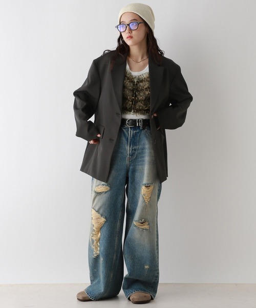 RAGEBLUE(レイジブルー)の「BIGテーラードミドルジャケット(テーラードジャケット・レディース・ブラック/ブラウン・FREE)」の4枚目の写真