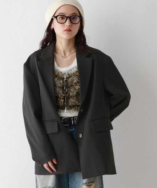 RAGEBLUE(レイジブルー)の「BIGテーラードミドルジャケット(テーラードジャケット・レディース・ブラック/ブラウン・FREE)」の5枚目の写真