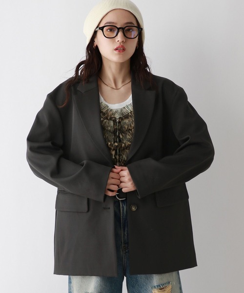 RAGEBLUE(レイジブルー)の「BIGテーラードミドルジャケット(テーラードジャケット・レディース・ブラック/ブラウン・FREE)」の6枚目の写真