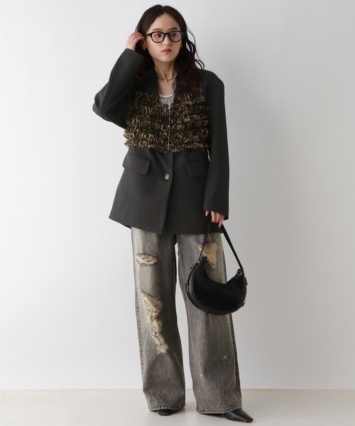 RAGEBLUE(レイジブルー)の「BIGテーラードミドルジャケット(テーラードジャケット・レディース・ブラック/ブラウン・FREE)」の22枚目の写真